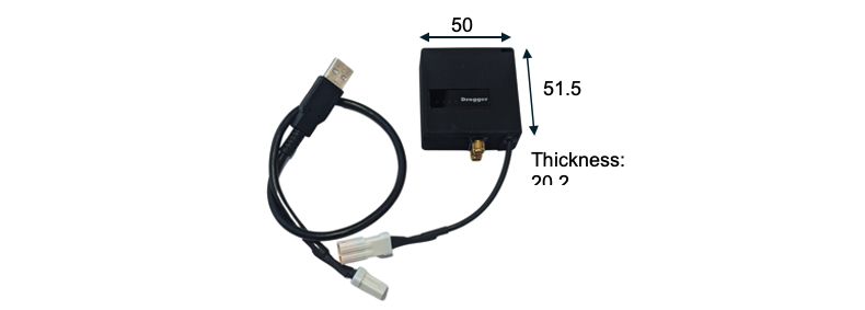 A black box with a black cable and white text Description automatically generated with medium confidence