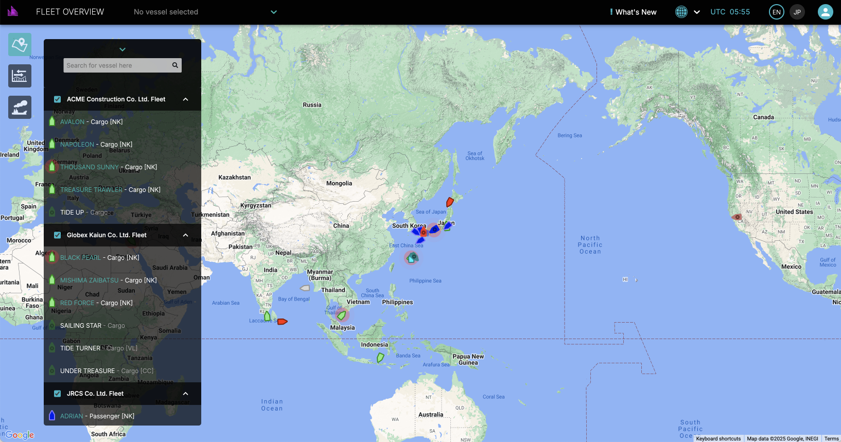 The fleet overview screen