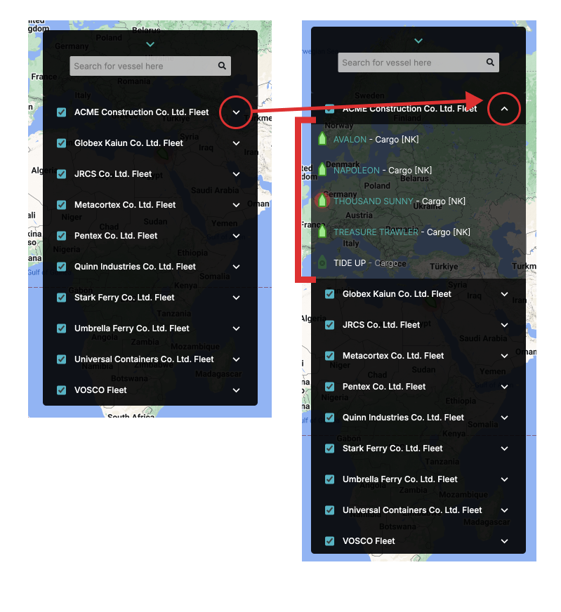The fleet overview screen