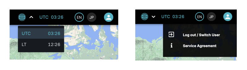 top bar right side menus