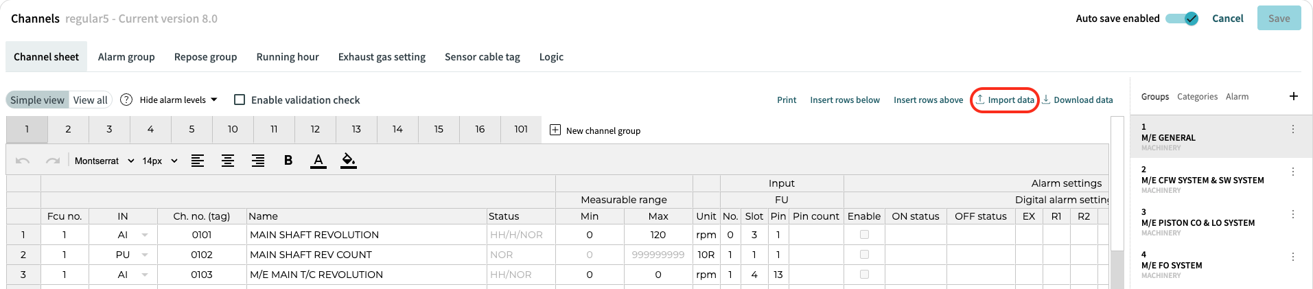 import data button