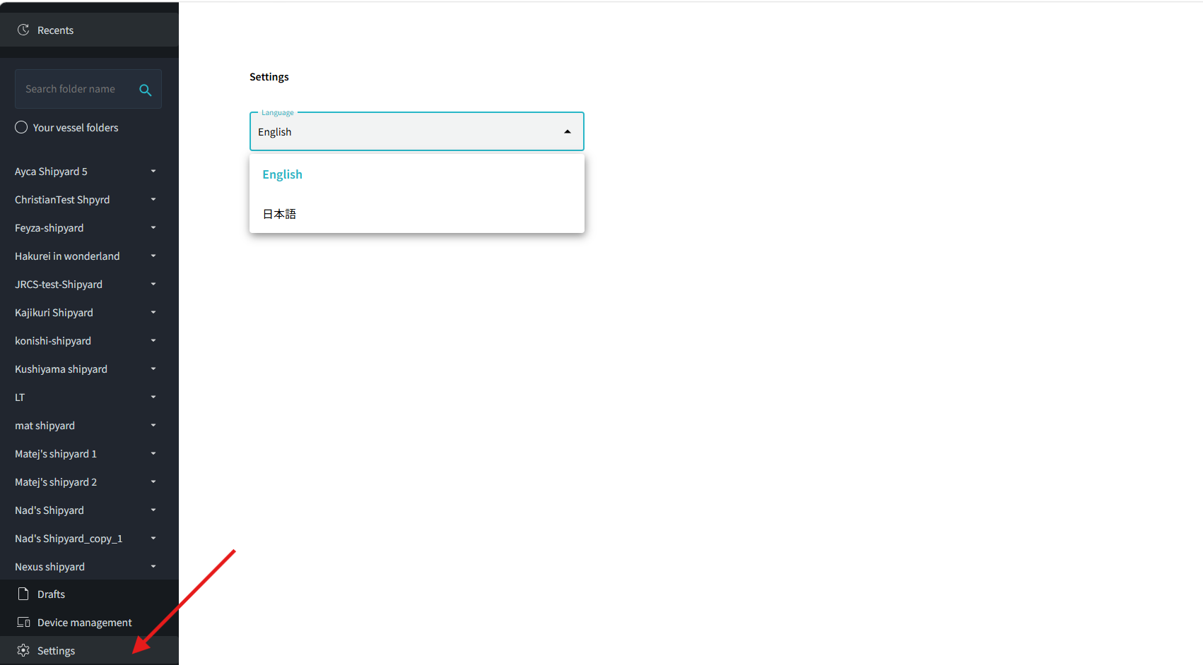 click on settings