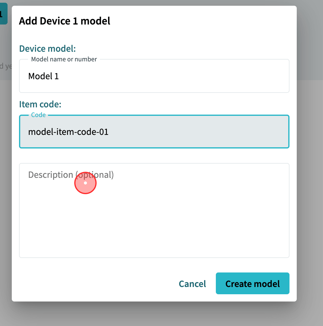 write the model item code