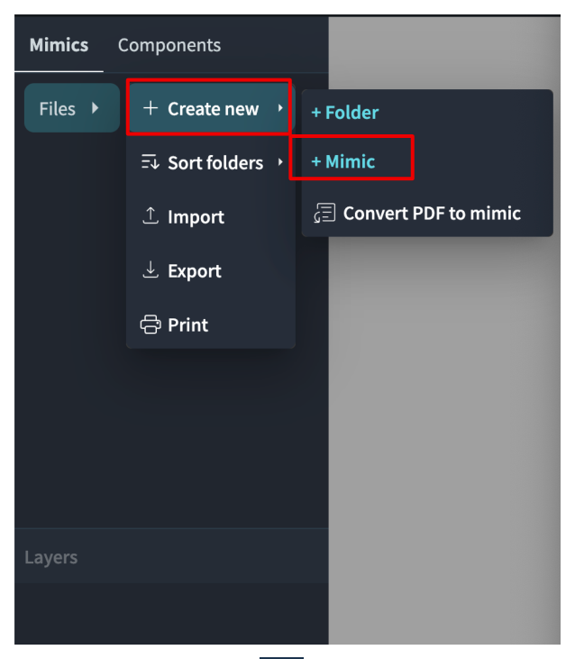 03 create new mimic menu