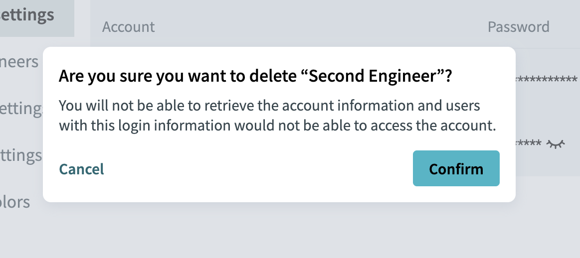delete confirmation dialog