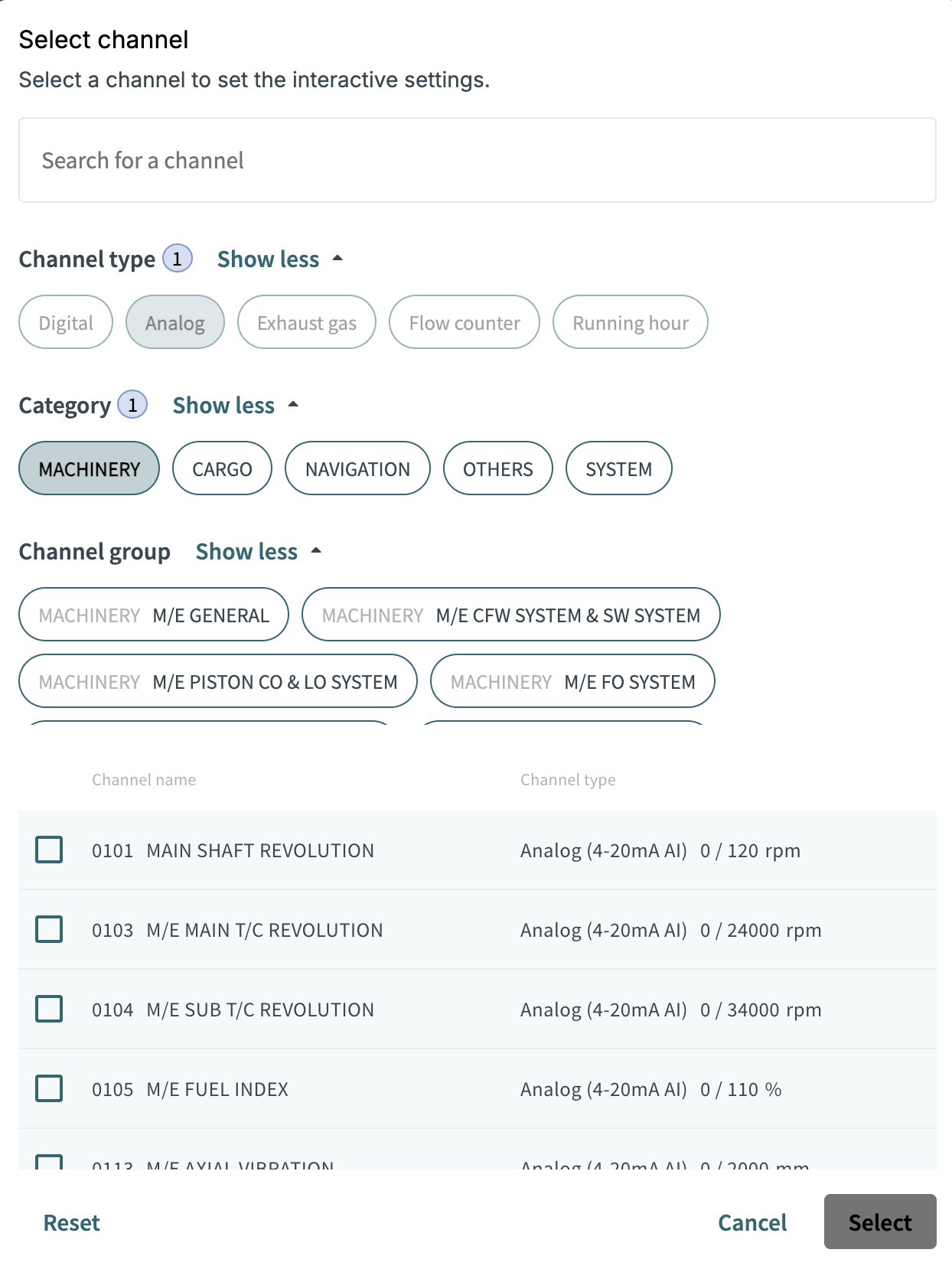 channel select