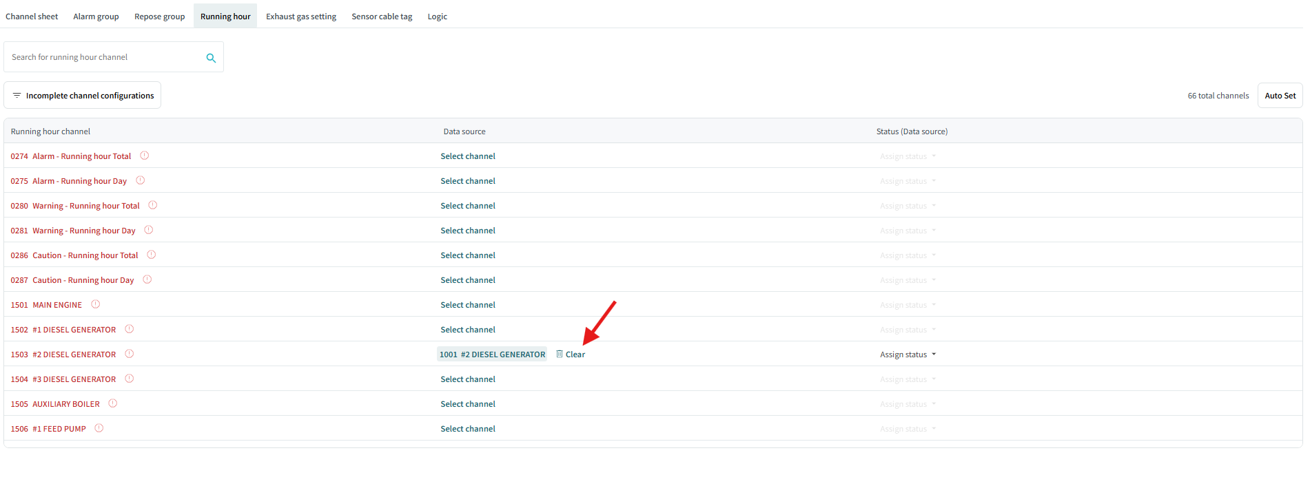 click on clear to remove source channel