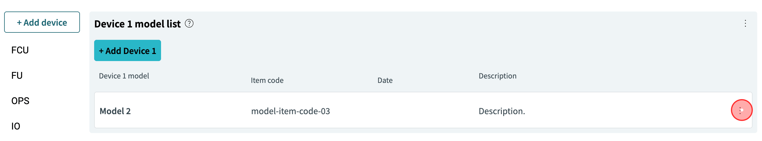 click on the model options icon