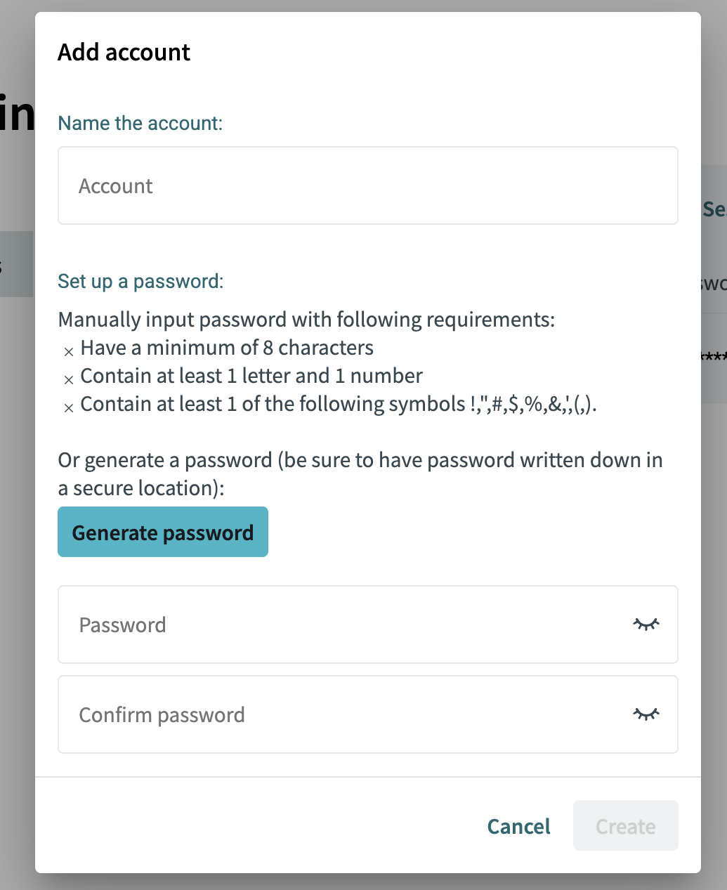 click add account