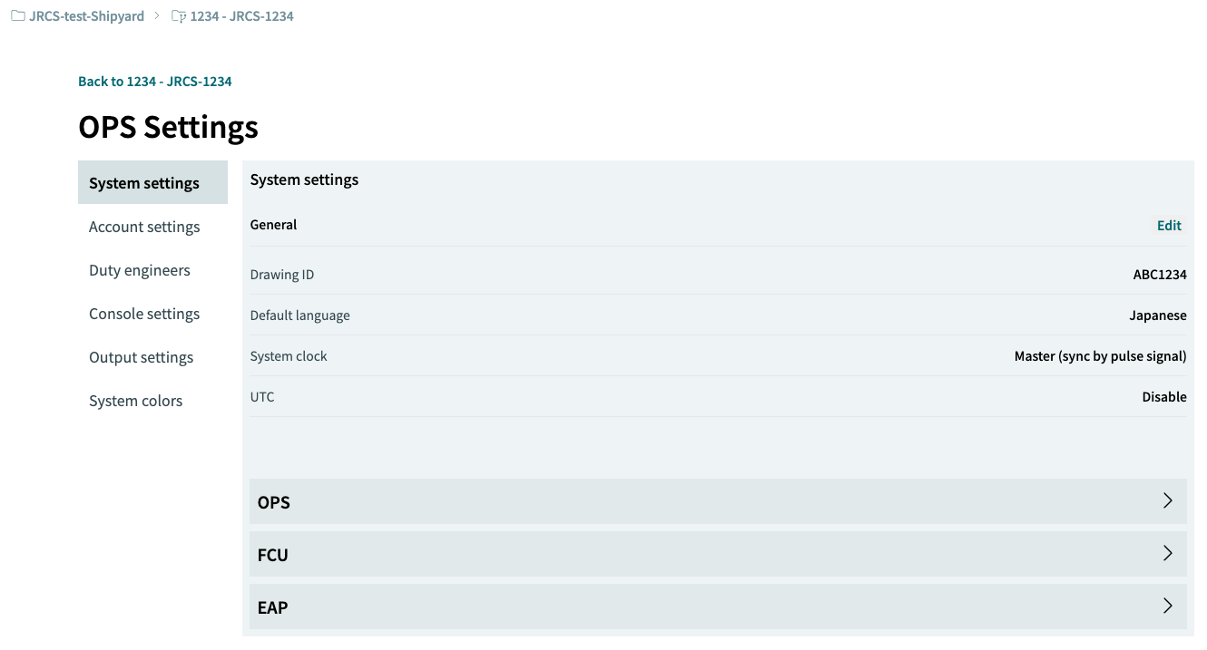 system settings
